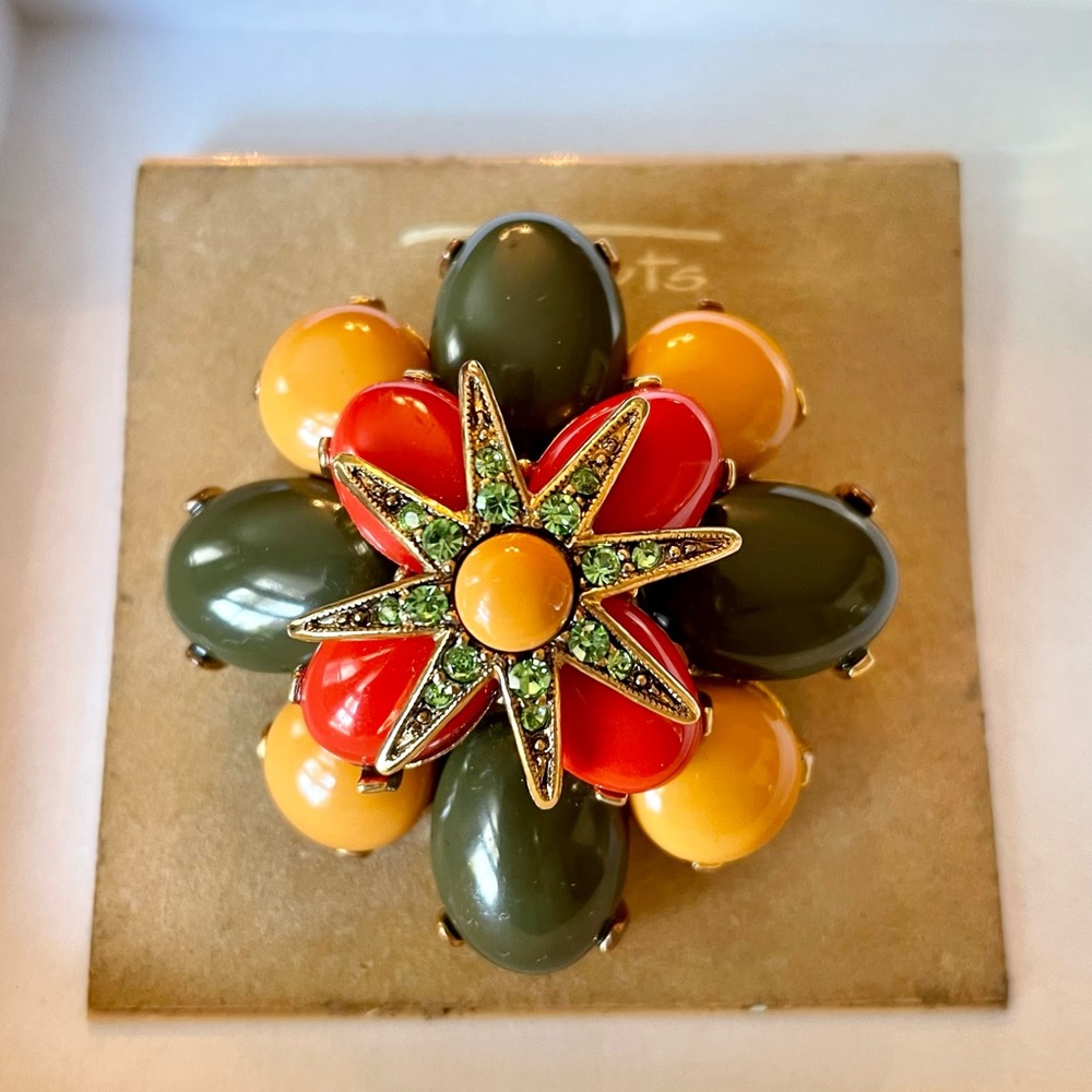Vintage Talbots Flower Gemstone Brooch
